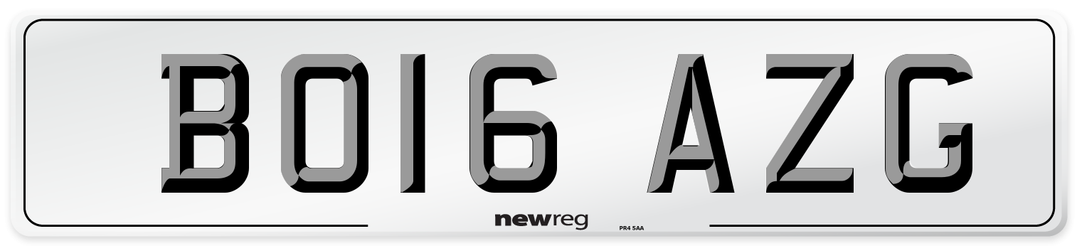 BO16 AZG Number Plate from New Reg